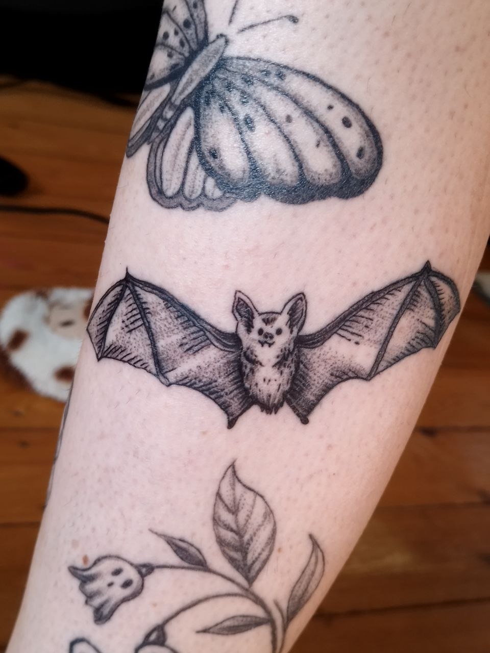 Tattoo einer Fledermaus in black and grey