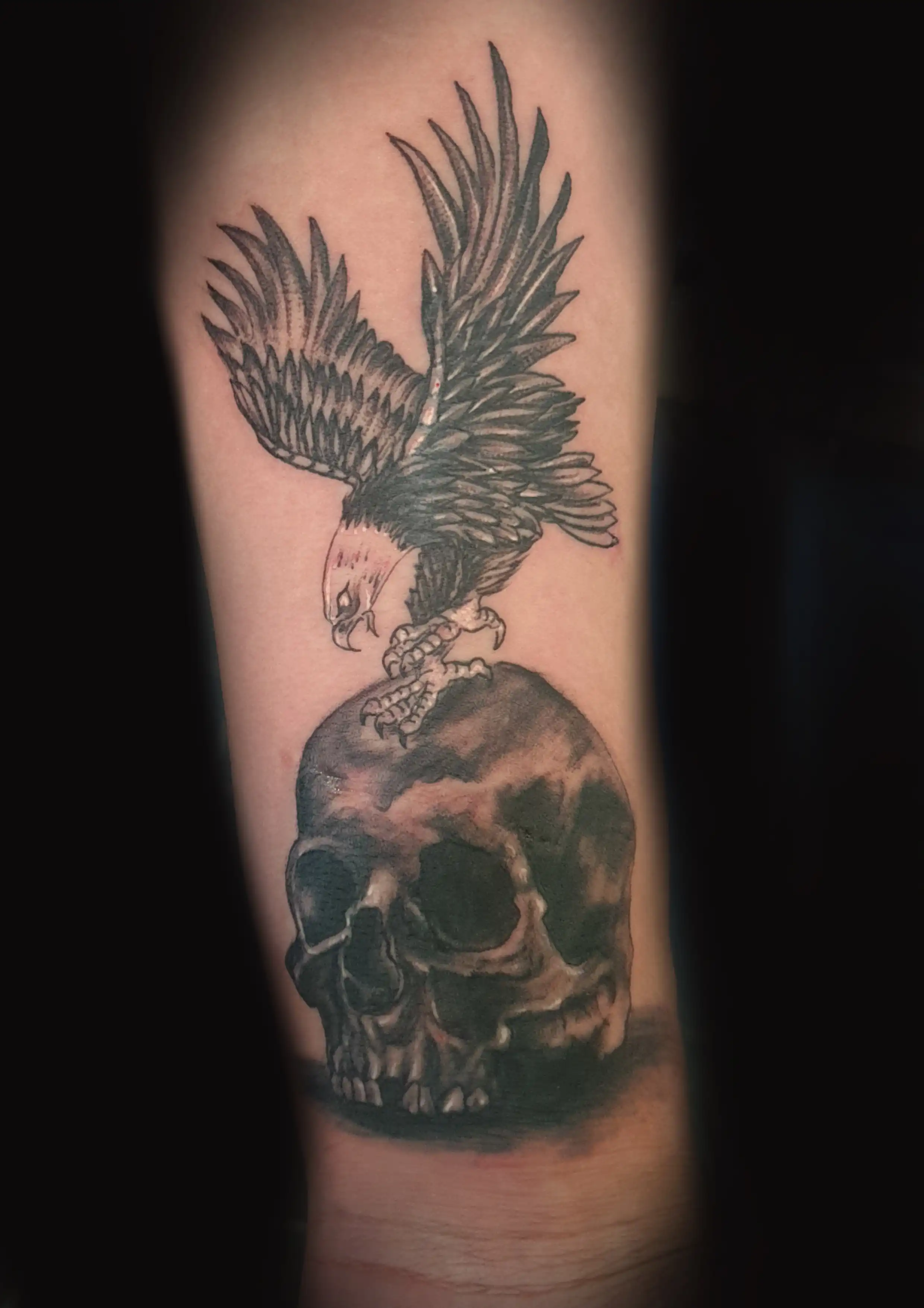 Tattoo von Weißkopfseeadler auf Totenkopf